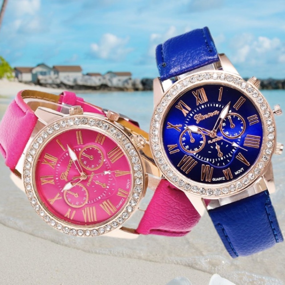 SALE! NEW GORGEOUS PINK RHINESTONE WATCH! - Picture 3 of 5